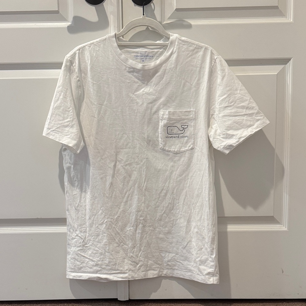 Vineyard Vines White Short-Sleeve Pocket Tee with Whale Logo